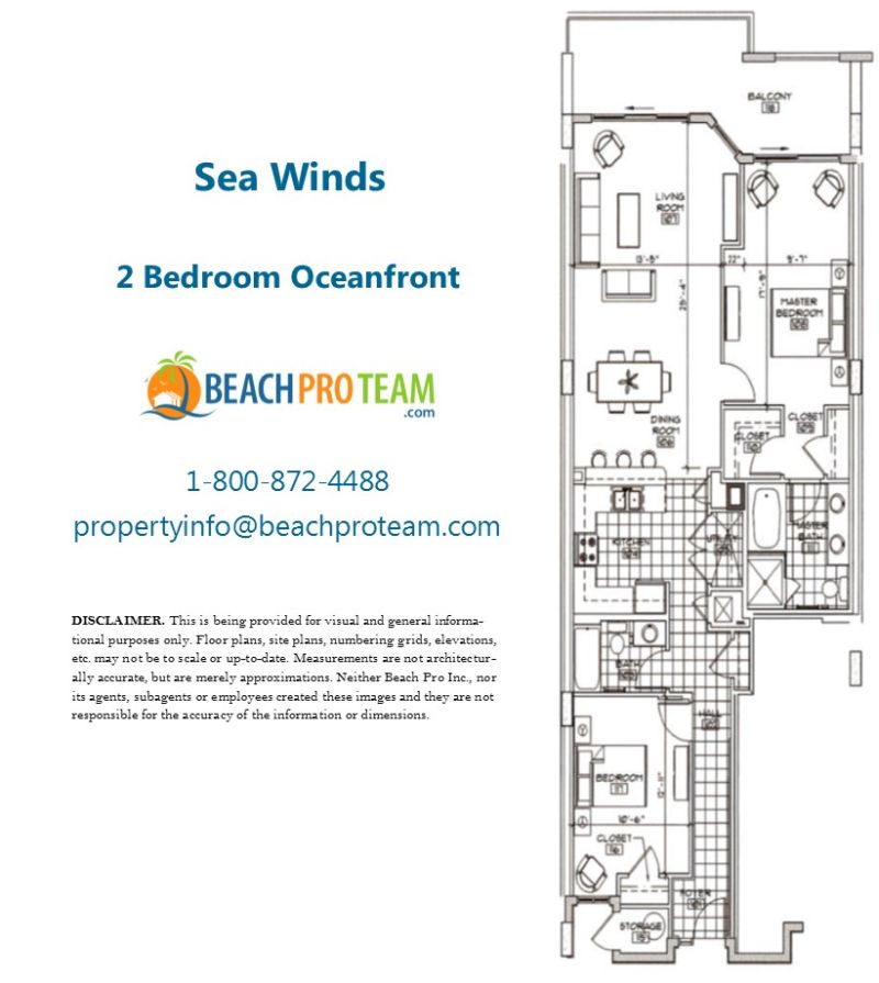 Sea Winds Floor Plan C - 2 Bedroom Oceanfront